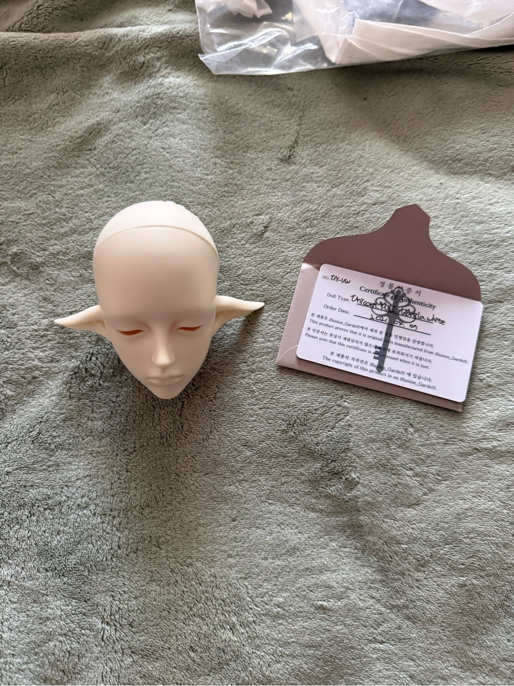 BJD Elf Doll Head Accessory with certificate of authenticity